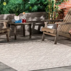Kirkland's Home Cammie Gray Moroccan Geometric Outdoor Rug, 5X8- Outdoor Rugs
