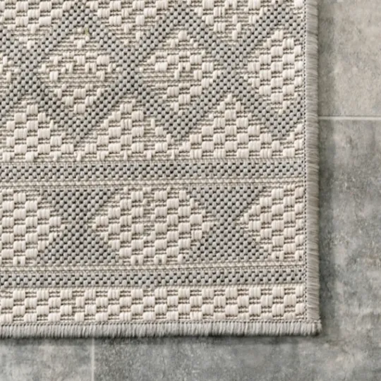 Kirkland's Home Cammie Gray Moroccan Geometric Outdoor Rug, 5X8- Outdoor Rugs