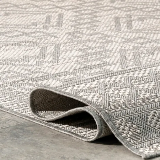 Kirkland's Home Cammie Gray Moroccan Geometric Outdoor Rug, 5X8- Outdoor Rugs