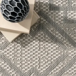 Kirkland's Home Cammie Gray Moroccan Geometric Outdoor Rug, 5X8- Outdoor Rugs