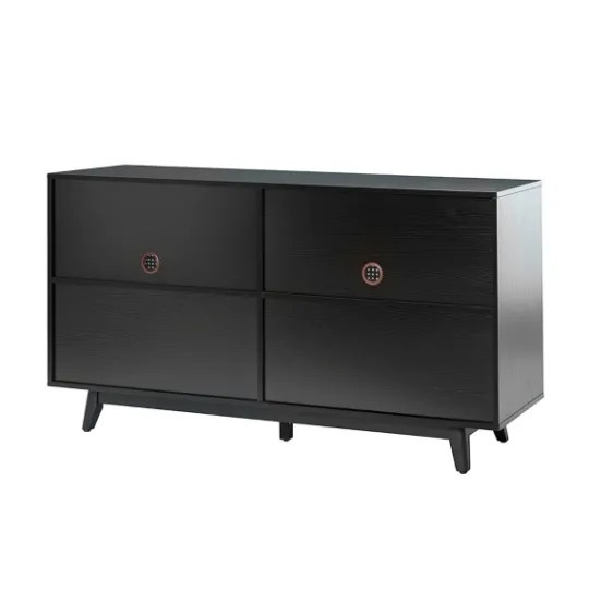 Kirkland's Home Cane Wood Storage Media Cabinet- Cabinets & Sideboards