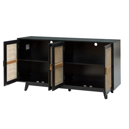 Kirkland's Home Cane Wood Storage Media Cabinet- Cabinets & Sideboards