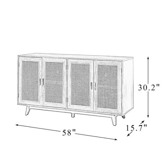 Kirkland's Home Cane Wood Storage Media Cabinet- Cabinets & Sideboards