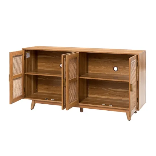 Kirkland's Home Cane Wood Storage Media Cabinet- Cabinets & Sideboards