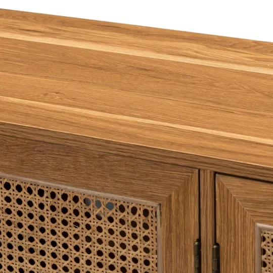 Kirkland's Home Cane Wood Storage Media Cabinet- Cabinets & Sideboards