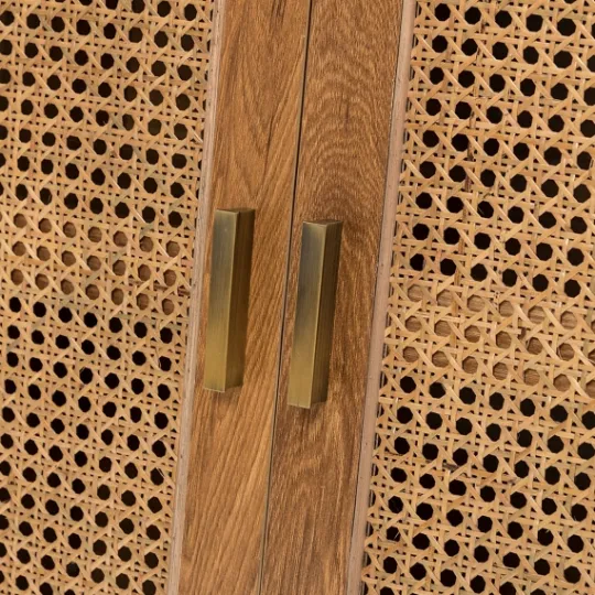 Kirkland's Home Cane Wood Storage Media Cabinet- Cabinets & Sideboards