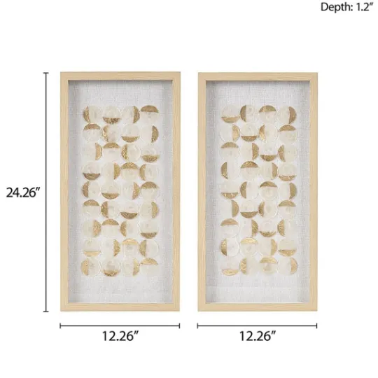 Kirkland's Home Capiz Shells Emblem Framed Wall Plaques, Set Of 2- Wall Plaques