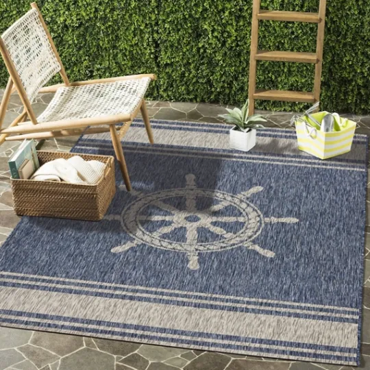 Kirkland's Home Captiva Nautical Helm Outdoor Area Rug, 5X7- Outdoor Rugs