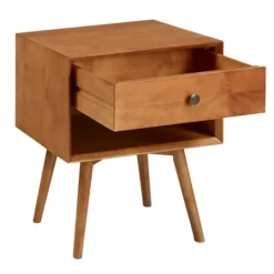 Kirkland's Home Caramel 1-Drawer Mid Century Nightstand- Nightstands