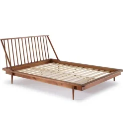 Kirkland's Home Caramel Mid-Century Modern Queen Bed Frame- Beds & Headboards