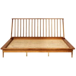 Kirkland's Home Caramel Mid-Century Modern Platform King Bed Frame- Beds & Headboards