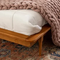 Kirkland's Home Caramel Mid-Century Modern Platform King Bed Frame- Beds & Headboards