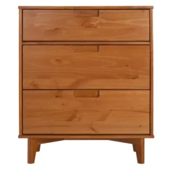Kirkland's Home Caramel Mid-Century Modern 3-Drawer Wood Chest- Dressers & Chests