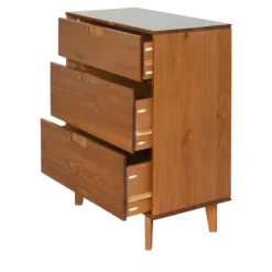 Kirkland's Home Caramel Mid-Century Modern 3-Drawer Wood Chest- Dressers & Chests