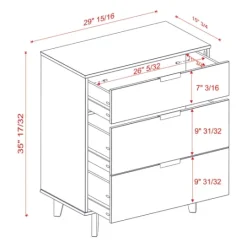 Kirkland's Home Caramel Mid-Century Modern 3-Drawer Wood Chest- Dressers & Chests