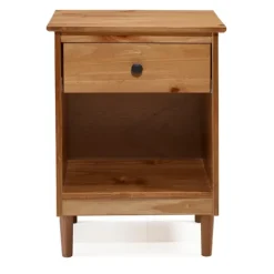 Kirkland's Home Caramel One-Drawer Wood Nightstand- Nightstands