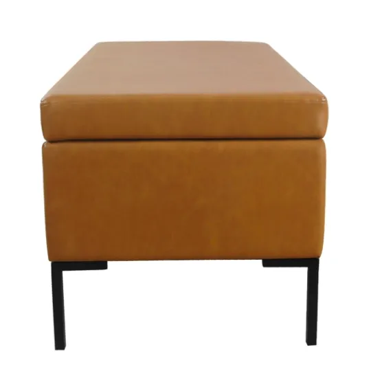 Kirkland's Home Caramel Vegan Leather Storage Bench- Benches & Ottomans