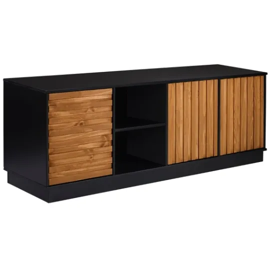 Kirkland's Home Carmel Wood Grooved Doors Tv Stand- Tv Stands & Media Consoles