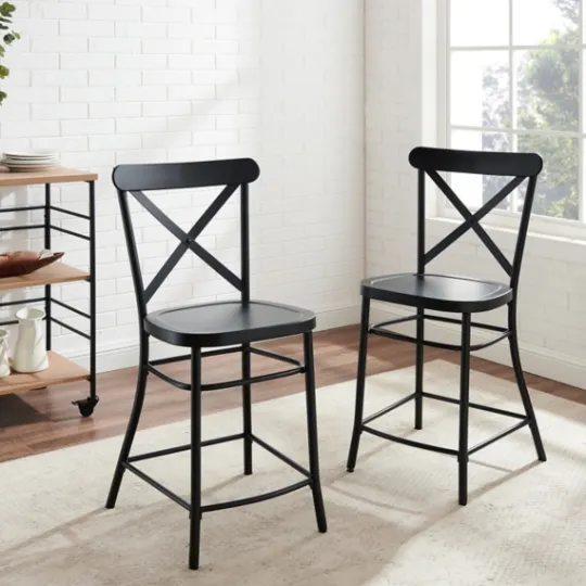Kirkland's Home Caroline X-Back Counter Stools, Set Of 2- Bar Stools & Counter Height Stools