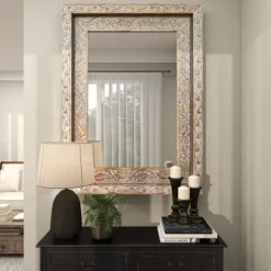 Kirkland's Home Carved Floral Mango Wood Mirror- Decorative Mirrors