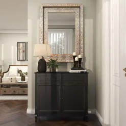 Kirkland's Home Carved Floral Mango Wood Mirror- Decorative Mirrors