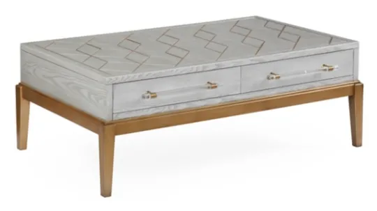 Kirkland's Home Carved Graphite And Gold 2-Drawer Coffee Table- Coffee Tables