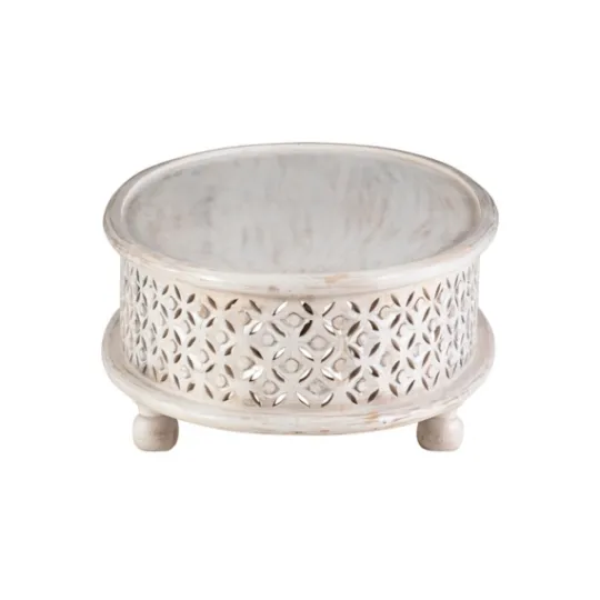 Kirkland's Home Carved Lattice Wood Oval Coffee Table- Coffee Tables