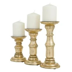 Kirkland's Home Carved Mango Wood Candle Holders, Set Of 3- Candle Holders
