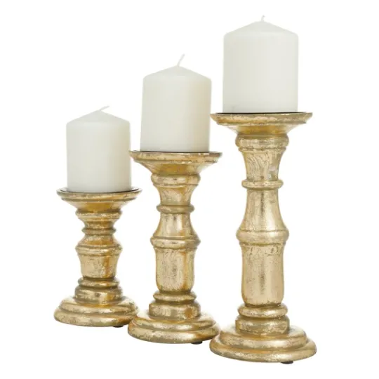 Kirkland's Home Carved Mango Wood Candle Holders, Set Of 3- Candle Holders