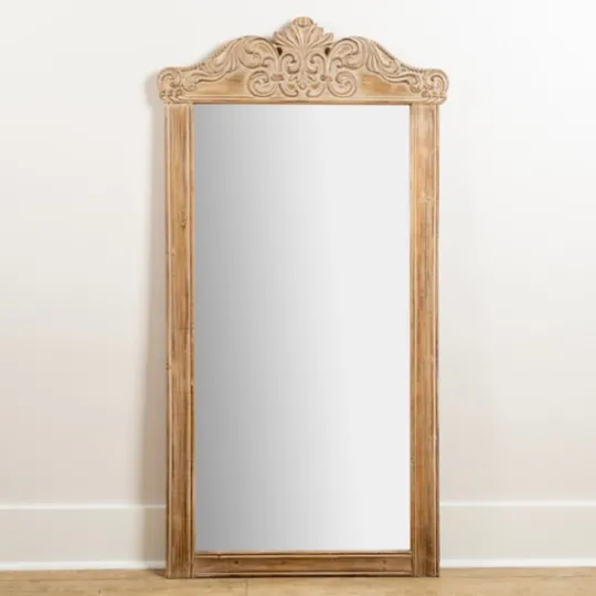 Kirkland's Home Carved Scroll Pine Wood Leaner Mirror- Full Length & Floor Mirrors