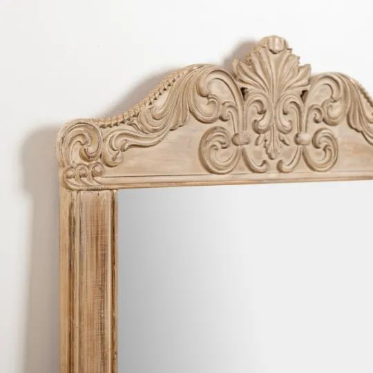 Kirkland's Home Carved Scroll Pine Wood Leaner Mirror- Full Length & Floor Mirrors