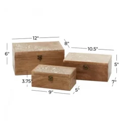 Kirkland's Home Carved Wood Decorative Boxes, Set Of 3- Baskets & Boxes