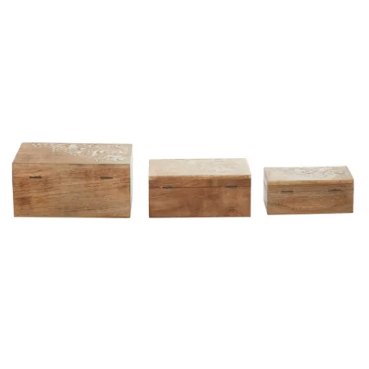 Kirkland's Home Carved Wood Decorative Boxes, Set Of 3- Baskets & Boxes