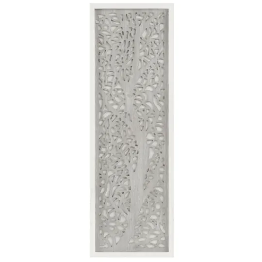 Kirkland's Home Carved Wood Laurel Branches Panel Wall Plaque- Wall Plaques