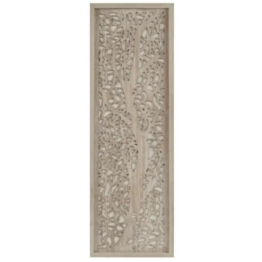 Kirkland's Home Carved Wood Laurel Branches Panel Wall Plaque- Wall Plaques