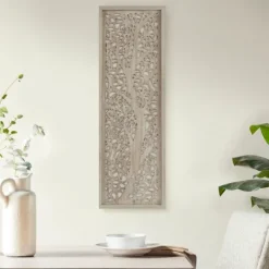 Kirkland's Home Carved Wood Laurel Branches Panel Wall Plaque- Wall Plaques