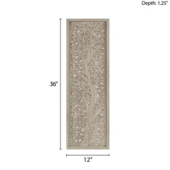 Kirkland's Home Carved Wood Laurel Branches Panel Wall Plaque- Wall Plaques