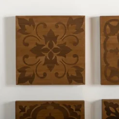Kirkland's Home Carved Wood Patterned Wall Plaques, Set Of 4- Wall Plaques