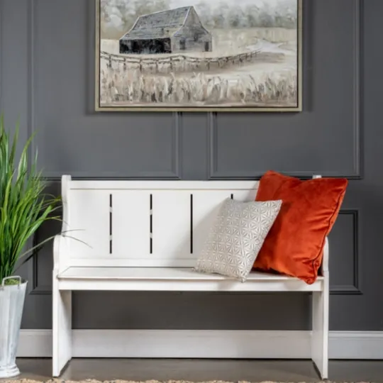 Kirkland's Home Carved Wood Pew Bench- Entryway Furniture