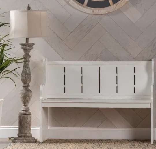 Kirkland's Home Carved Wood Pew Bench- Entryway Furniture