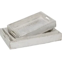 Kirkland's Home Carved Wood Trays, Set Of 3- Decorative Trays