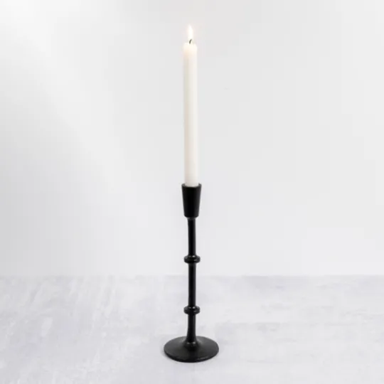 Kirkland's Home Cast Iron Notched Taper Candlestick, 11 In.- Candle Holders