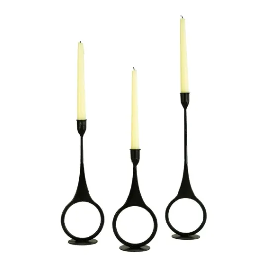 Kirkland's Home Cast Iron Ring 3-Pc. Taper Candle Holders- Candle Holders