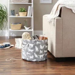 Kirkland's Home Cats Meow Round Storage Bin, 15 In.- Baskets & Boxes