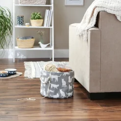 Kirkland's Home Cats Meow Round Storage Bin, 12 In.- Baskets & Boxes