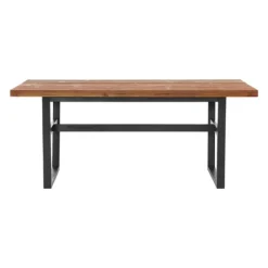 Kirkland's Home Cedar Wood And Black Metal Dining Table- Dining Tables