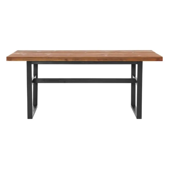 Kirkland's Home Cedar Wood And Black Metal Dining Table- Dining Tables