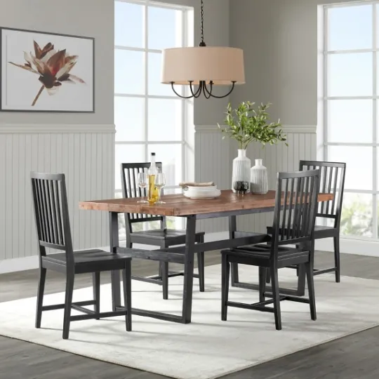 Kirkland's Home Cedar Wood And Metal Industrial 5-Pc. Dining Set- Dining Tables