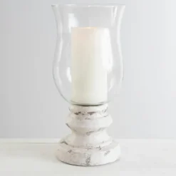 Kirkland's Home Cement Pedestal Base Hurricane- Candle Holders