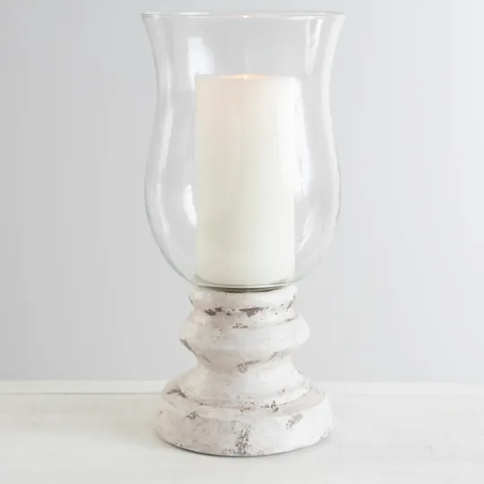 Kirkland's Home Cement Pedestal Base Hurricane- Candle Holders